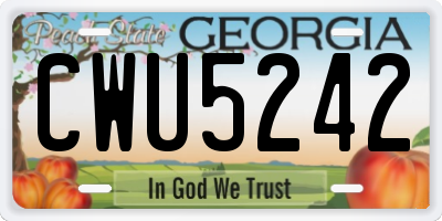GA license plate CWU5242