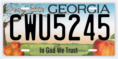 GA license plate CWU5245