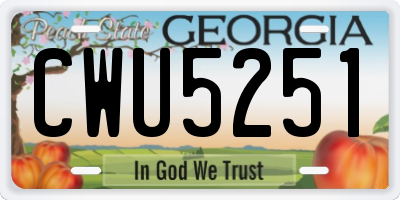 GA license plate CWU5251