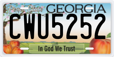 GA license plate CWU5252