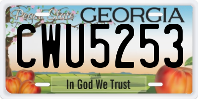 GA license plate CWU5253