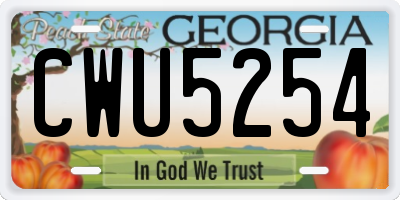 GA license plate CWU5254