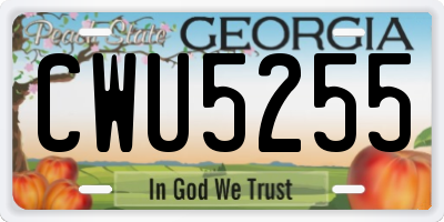 GA license plate CWU5255