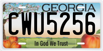 GA license plate CWU5256