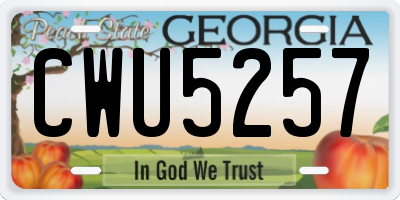 GA license plate CWU5257