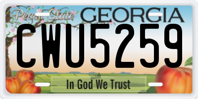 GA license plate CWU5259