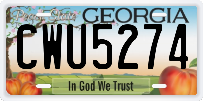 GA license plate CWU5274