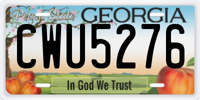 GA license plate CWU5276