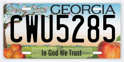 GA license plate CWU5285
