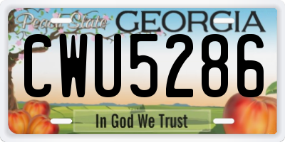 GA license plate CWU5286