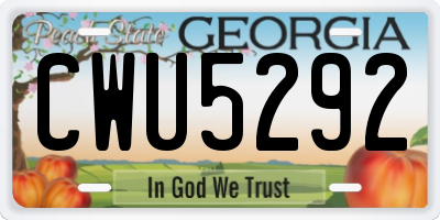 GA license plate CWU5292