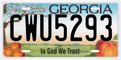 GA license plate CWU5293