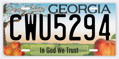 GA license plate CWU5294