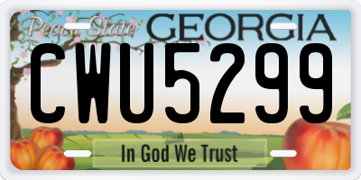 GA license plate CWU5299