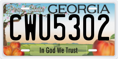 GA license plate CWU5302