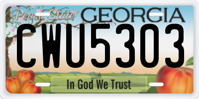 GA license plate CWU5303
