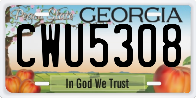 GA license plate CWU5308