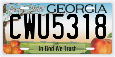 GA license plate CWU5318