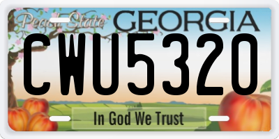 GA license plate CWU5320