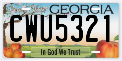 GA license plate CWU5321