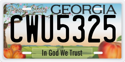 GA license plate CWU5325