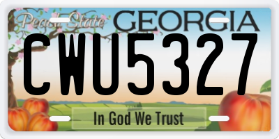 GA license plate CWU5327