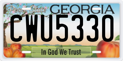 GA license plate CWU5330