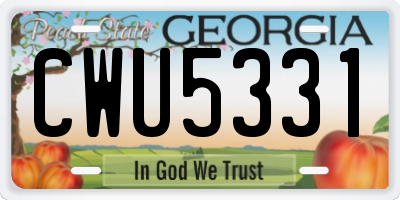 GA license plate CWU5331
