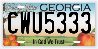 GA license plate CWU5333