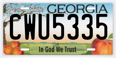 GA license plate CWU5335
