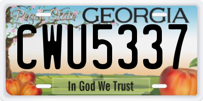 GA license plate CWU5337