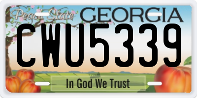 GA license plate CWU5339