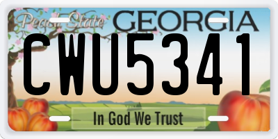GA license plate CWU5341