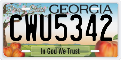 GA license plate CWU5342