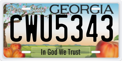 GA license plate CWU5343