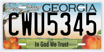 GA license plate CWU5345