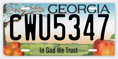 GA license plate CWU5347