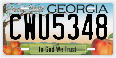 GA license plate CWU5348