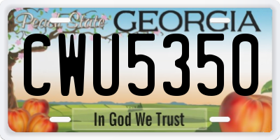 GA license plate CWU5350
