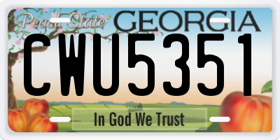 GA license plate CWU5351