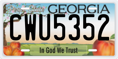 GA license plate CWU5352
