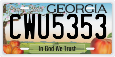 GA license plate CWU5353