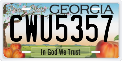 GA license plate CWU5357