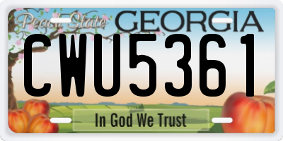 GA license plate CWU5361