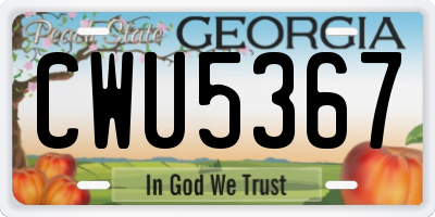 GA license plate CWU5367