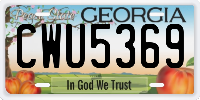 GA license plate CWU5369