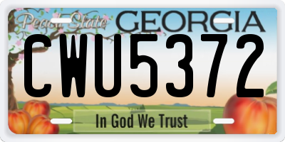 GA license plate CWU5372