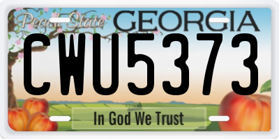 GA license plate CWU5373