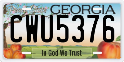 GA license plate CWU5376