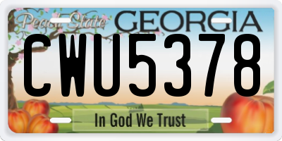 GA license plate CWU5378